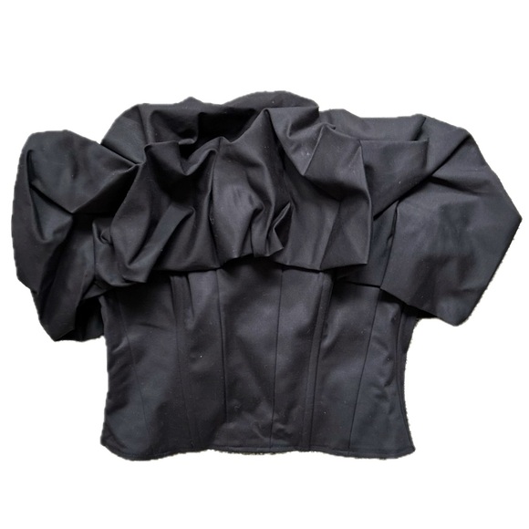 & Other Stories Ruffled Corset Top in Black Off the Shoulder Party Bustier - Picture 8 of 16